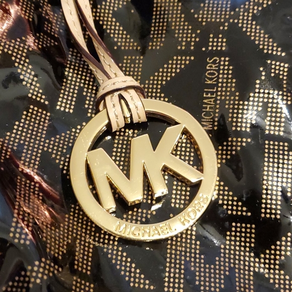 Michael Kors Patent Leather Brown/Gold Tote - Picture 9 of 13